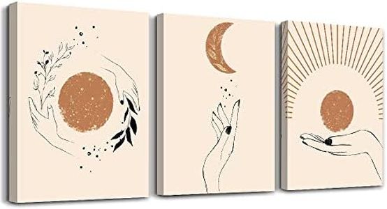 MHARTK66 Quadro Moderni Boho Soggiorno, Quadri Su Tela Mani Attorno Al Sole e Alla Luna Minimalismo, Decorazioni Camera da Letto Ufficio Bagno Sala da Pranzo Cucina