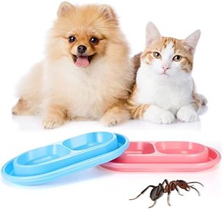 Perthlin 2 Pieces Cat Food Bowls Basic Dog Bowls Plastic Double Pet Food Water Bowls Feeding Bowl Tray Cat Eating and Drinking Bowl No Spill for Cats Dogs Pets, Pink and Light Blue (Small)