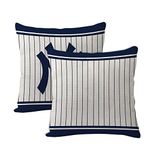 2pcs Baseball Style Throw Pillow Covers 18 x 18 Inch Linen Material Pillow Case Decoration for New York Home Sofa Couch