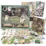 368 Pcs Vintage Scrapbooking Kit, Aesthetic Junk Journal Supplies with Scrapbook Paper, Washi Stickers, A6 Grid Notebook - DIY Craft Journaling Gift for Teen Girl Adult (Green)