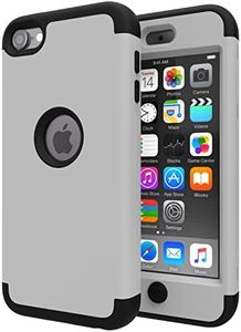 iPod Touch 7 Case,iPod Touch 6 Case,SLMY(TM)Heavy Duty High Impact Armor Case Cover Protective Case for Apple iPod touch 5/6/7th Generation Gray/Black