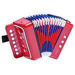 Mini Accordion 10 keys Button Kids Accordian,Musical Instrument,Accordions for Beginners (Red)