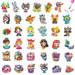 MEIEST 36 DIY Diamond Painting Stickers Kits for Kids,5D Animals Gem Mosaic Stickers Paint by Numbers Set for Children,Creative Handmade Craft Gift