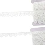 Crochet Lace Ribbons, 15-Yard Rolls (White, 0.5 and 0.7 in Wide, 2-Pack)