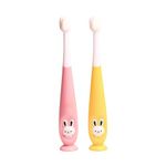 THE LITTLE LOOKERS Baby Toothbrush I Supersoft Bristles & Section Cup Base Tooth Brush for Kids/Babies/Toddlers - Yellow & Pink (Pack of 2)