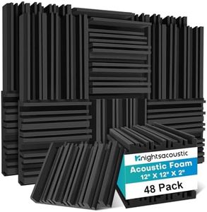 48 Pack Sound Proofing Panels, 5 X 30 X 30CM / 2" X 12" X 12" Acoustic Wall Foam Panels, Soundproofing Acoustic Foam Panels, High Density Fireproof Sound Absorbing Panels for Podcast Studio, Offices