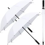 Weewooday 2 Pcs Large White Golf Wedding Umbrella 47.2 Inch Automatic Travel Umbrellas Windproof Plastic Handle Umbrella Wedding Brolly Photographer Parasol for Wedding Bride Bridegroom Party