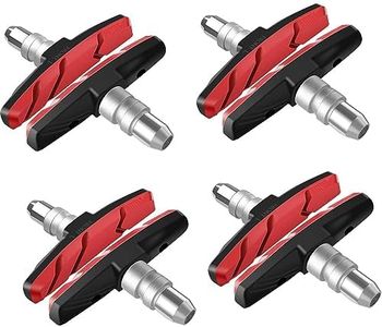 AGPTEK Bike Brake Pads, 8 pcs V-Brake Pads, 70mm Brake Blocks Set for Front and Back Wheel, Mountain Bicycle Disc Brakes, No Noise No Skid-Red