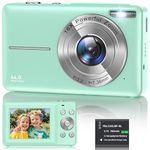 Digital Camera 1080P, 44MP FHD Compact Digital Camera, 16X Digital Zoom Portable Photo Camera with 2.4" LCD Screen, 1 Battery, Vlogging Camera for Kids, Beginners, Teens, Students-Green (No SD Card)