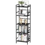 Black Tall Bookcase 5 Tier Book Shelf for Bedroom Industrial Bookshelf with Storage Book Shelves for Kids Room Standing Office Bookshelves and Bookcases for Bedroom Living Room