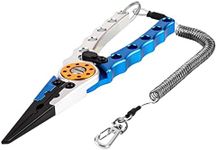 Booms Fishing X1 Aluminum Fishing Pliers Hook Remover, Braided Fishing Line Cutting and Split Ring Pliers with Coiled Lanyard and Sheath, Blue with Lock