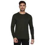 Van Heusen Men Athleisure Anti Bacterial Regular Fit T-Shirt - Smart Tech, Easy Stain Release, Anti Stat_60037_Mountain Green_L