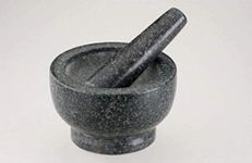 Fackelmann Pestle & Mortar 14cm, Heavy & Durable Granite, Stone Bowl & Grinder Set, Crush & Mash Herbs & Spices, 17x14x9.5cm, Speckled Grey