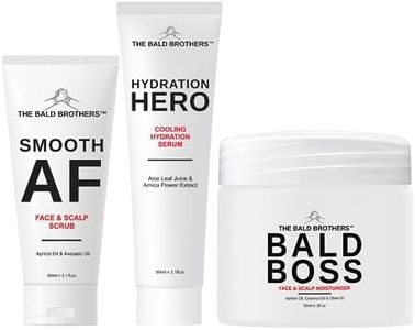 The Bald Brothers Ensemble complet de soins de la tête chauve 3 pièces | Ensemble complet de soins de la peau pour homme | Nettoye, exfolie, hydrate et hydrate | Végétalien | Approvisionnement de 60 à