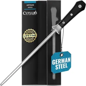 Cutluxe Honing Rod, Sharpening Steel for Kitchen Knives – 10" Honing Steel – Ergonomic Handle Design – Artisan Series