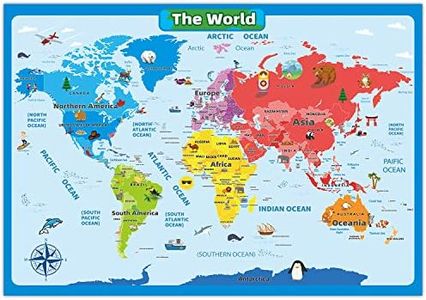 World Map Poster for Kids Wall 17.3x24 Inches Educational Posters for Classroom Decorations Children Learning The World Map Chart