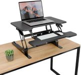 Mount-It! Height Adjustable Standing Desk Converter, Compact 30” Wide Tabletop Standing Desk Riser with Gas Spring, Desktop Stand Up Desk with Keyboard Tray Fits Monitor or Laptop, Black