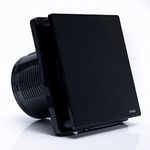 STERR Black Bathroom Fan 4 inches / 100 mm - Extractor Fan - Glass Front - Modern Look - BFS100-B - 10 W