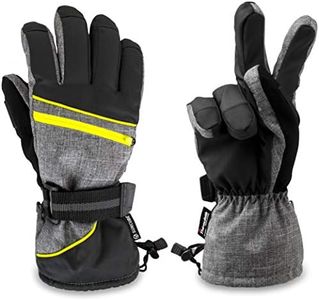SUN CUBE Ski Gloves Men Women, Waterproof Thermal Winter Snow Gloves, Windproof 3M Thinsulate Snowboarding Snowmobile Skiing, Insulated Warm Zipper Pocket Cold Weather Outdoor Snowboard, Yellow Trim M
