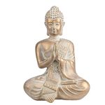 TERESA'S COLLECTIONS Buddha Statue Indoor for Zen Decor, Meditation Buddha Home Decor for Spiritual Room, Boho Gold Statue for Office Table Living Room Decorations Gifts for Mom Mother Day, 6.3 Inches