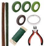 NUOM Floral Arrangement Kit Floral Arrangement Tools with Floral Wire Cutter Floral Tapes 26 Gauge Green Brown Florists Wire,22 Guage Floral Stem Wires for Bouquet Stem Wrap Florist (9 Sets)