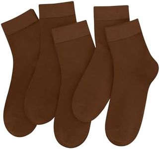 SERISIMPLE Women Thin Viscose Bamboo Socks Crew Lightweight Above Ankle Casual Dress Sock For Ladies Bootie Trouser 5 Pairs (Large, Brown)