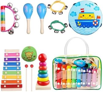 Kids Musical Instruments For Toddlers,Baby Musical Toys For Toddlers,Kid Toys For Girl Gifts,First Birthday Gifts For Boys,Kids Xylophone,Maracas For Baby,Wooden Instruments Toddler Toys With Bag