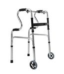 Comforyou Folding Lightweight Aluminum Walking Frame, Adjustable Height Mobility Walking Aid with 2 Wheels,Standard Walkers for Seniors Elderly Disabled