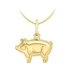 Carissima Gold Women's 9ct Yellow Gold Pig Pendant on Curb Chain Necklace of 46cm/18"