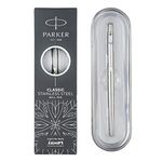 Parker Classic Stainless Steel Chrome Trim Ball Pen | Ink Color - Blue | Corporate Gift | Ideal For Professional Use