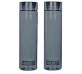 Steelo Neer Tritan Water Bottle, 1 Litre, Set of 2, Grey