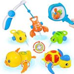 Bath Toys Fishing Games,Wind up Swimming Turtle and Duck, Kids Bathtub Time, Bathroom Toy, Pool Toys, Water Toys for Toddlers Baby Kids Infant Boys Girls