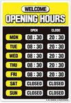 GEEKBEAR Opening Hours Sign (05. Yellow) – Business Hours Sign - Store Hours Sign – Hours of Operation Signs for Business – Open Sign with Hours – Store or Office Hours Sign Changeable