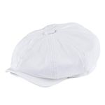 BOTVELA Men's 8 Piece Newsboy Flat Cap 100% Cotton Gatsby Ivy Golf Cabbie Hat (White, 7 3/8)