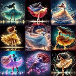 KEYRANKE 9 Pack Disney Diamond Art Kits Adults Kids, Princess Diamond Painting Kits Cross Full Drill Shiny Diamond Embroidery Pictures Crystal Art Kits for Home Wall Decor Gift 11.6X11.6 inch