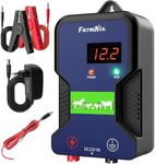 9.32 MilesElectric Fence Charger, 2J Energy Output 12KV Output Voltage,AC DC Electric Fence Energizer with LED Display for Preventing Wild Animals Intruding Great for Gardens,Poultry