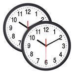 Foraineam 2-Pack Silent Non Ticking Wall Clock - 10 inch Quartz Battery Operated Clock - Easy to Read with Modern and Elegant Design