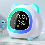 ANALOI OK to Wake Clock for Kids, Kids Clock with Cat Ear Light,Kids Alarm Clock with Sleep Training Night Light Dual Alarm Auto Off Timer Stay in Bed for Kids and Toddlers