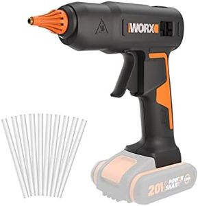 WORX 18V(20V MAX) Cordless Hot Glue Gun WX045.9, 60W, MAX 200℃, Ideal for DIY Crafts, Furniture Assembly, Home Repair, 10 * 11mm Glue Sticks, PowerShare Without Battery & Charger