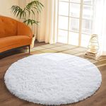 AROMICK Soft Modern Shaggy Area Rugs Fluffy Round Carpet Comfy Bedroom Home Decorate Floor Kids Playing Mat Size (2x2 Feet, White)