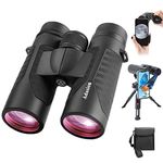 12x42 HD Binoculars for Adults High Power with Phone Adapter and Tripod- Super Bright Binoculars with Large View- Lightweight Waterproof Binoculars for Bird Watching Stargazing Cruise Travel Hiking