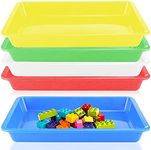 Plastic Art Trays,5 Pieces Stackable Activity Tray Crafts Organizer Tray Serving Tray Jewelry Tray for DIY Projects, Painting, Beads, Organizing Supply,5 Color (13.4 x 9.8 x 1 inch)