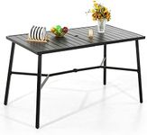 PHI VILLA Outdoor Patio Bar Dining Table for 6, 40" High Top Rectangle Metal Steel Table with 1.97" Umbrella Hole for Garden, Yard and Deck, Black