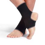 NEOtech Care Ankle Support Sleeve - Open Heel, Light, Elastic & Breathable Knitted Fabric - Medium Compression - For Men, Women, Kids - Right or Left Foot - Black Color (Size S, 1 Pair)