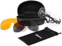 GRITR Safety Shooting Glasses - ANSI Z87.1 Protective Eyewear with Interchangeable Lenses, Cloth Pouch & EVA Carrying Case, Gray Frame