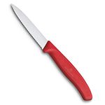 Victorinox, Swiss Classic KITCHEN KNIFE/PARING KNIFE/VEGETABLE KNIFE, 8 cm, Wavy Edge - RED colour.