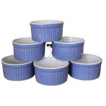 Mirakii Ceramic 150ml, Set of 6, Blue Color, Oven OTG Microwave Convection & Dishwasher Safe Ramekins for Serving Desserts or Snacks, Snacks,Sauce/Chutney, Baking Cup Cake, Dessert, Souffle, Creme Brulee