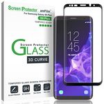 amFilm Galaxy S9 Plus Screen Protector Glass, Full Cover (3D Curved) Tempered Glass Screen Protector with Dot Matrix for Samsung Galaxy S9+ (Black)