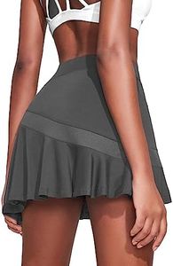 Ekouaer Womens Active Performance Skort Running Skirt with Shorts for Tennis Golf Workout Sports Dark Grey