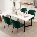 Merax Dining Chairs Set of 4 Dark Green Velvet Dining Chairs with Modern Metal Frame – Stylish and Comfortable Seating for Dining and Living Spaces-Without Table